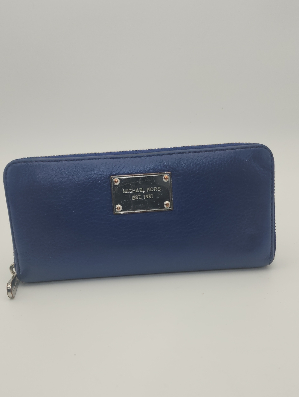 Michael Kors Continental Royal Blue Pebbled Leather Wallet
